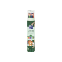 Oxford Animal Besties Tubo Lapices de Madera - 12 Colores - Incluye Sacapuntas - Ideal para Amantes de los Animales