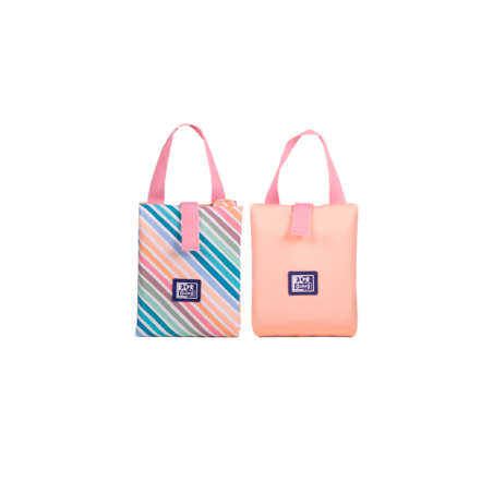 Oxford Porta Alimentos Reutilizable con Asa Colorblock - Poliester Reciclado RPET - Libre de Bpa - Conveniente y Ecologico