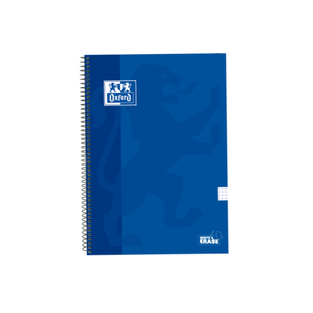 Taccuino a spirale classico Oxford School con copertina extra rigida scrivi e cancella - Folio 4x4 con margine - 80 fogli - Colo