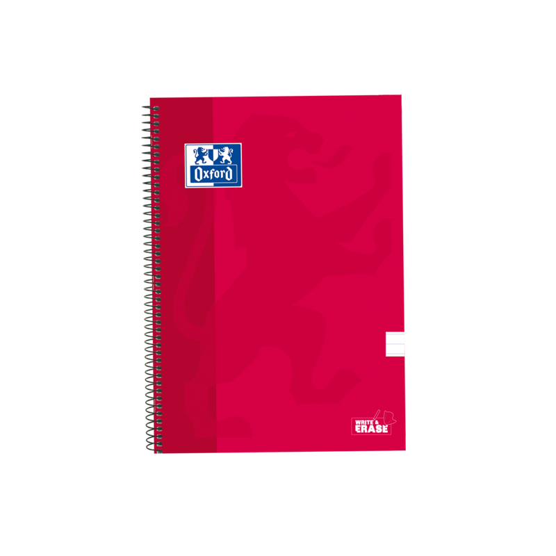 Oxford School Classic Cuaderno Espiral Tapa Extradura Write&Erase - Folio 1 Linea con Margen - 80 Hojas - Color Rojo