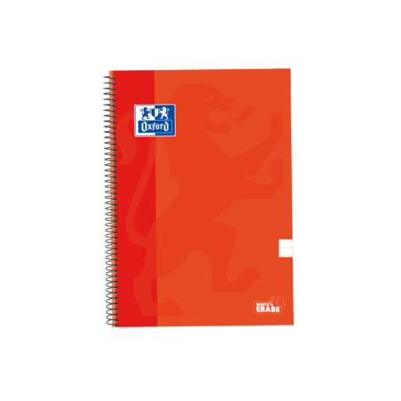 Taccuino a spirale classico Oxford School con copertina extra rigida scrivi e cancella - Folio a 1 riga con margine - 80 fogli -