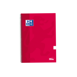 Taccuino a spirale classico Oxford School con copertina extra rigida scrivi e cancella - Folio a righe 2,5 mm - 80 fogli - Color