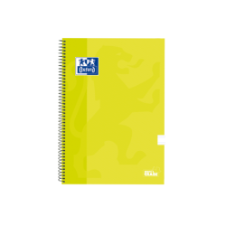 Taccuino a spirale classico Oxford School con copertina extra rigida scrivi e cancella - Folio a righe 3,5 mm - 80 fogli - Color