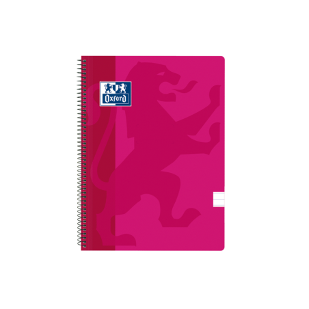 Taccuino a spirale classico Oxford School con copertina in plastica - 1 riga con margine - 80 fogli - Colore fucsia 5pz 5pz