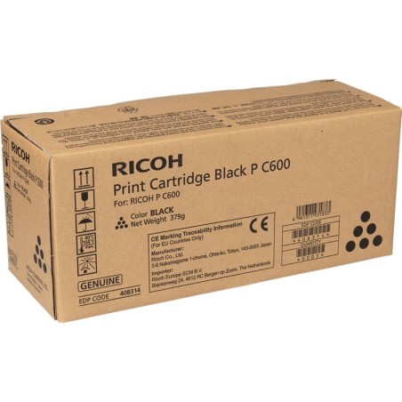 Cartuccia toner nero originale Ricoh PC600 - 408314/P C600BK