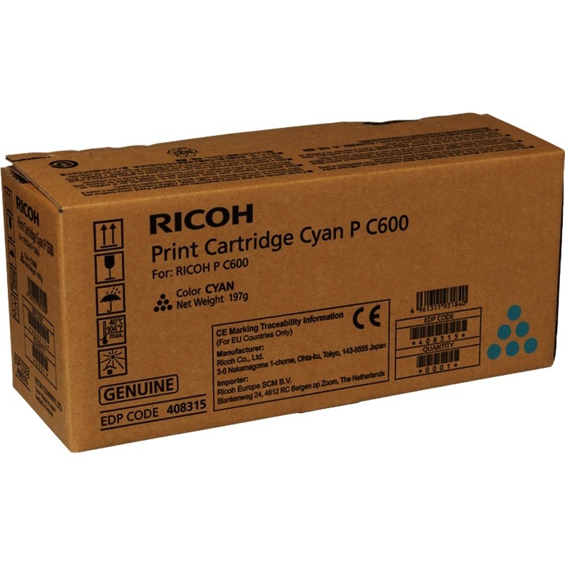 Cartuccia toner originale ciano Ricoh PC600 - 408315/P C600C