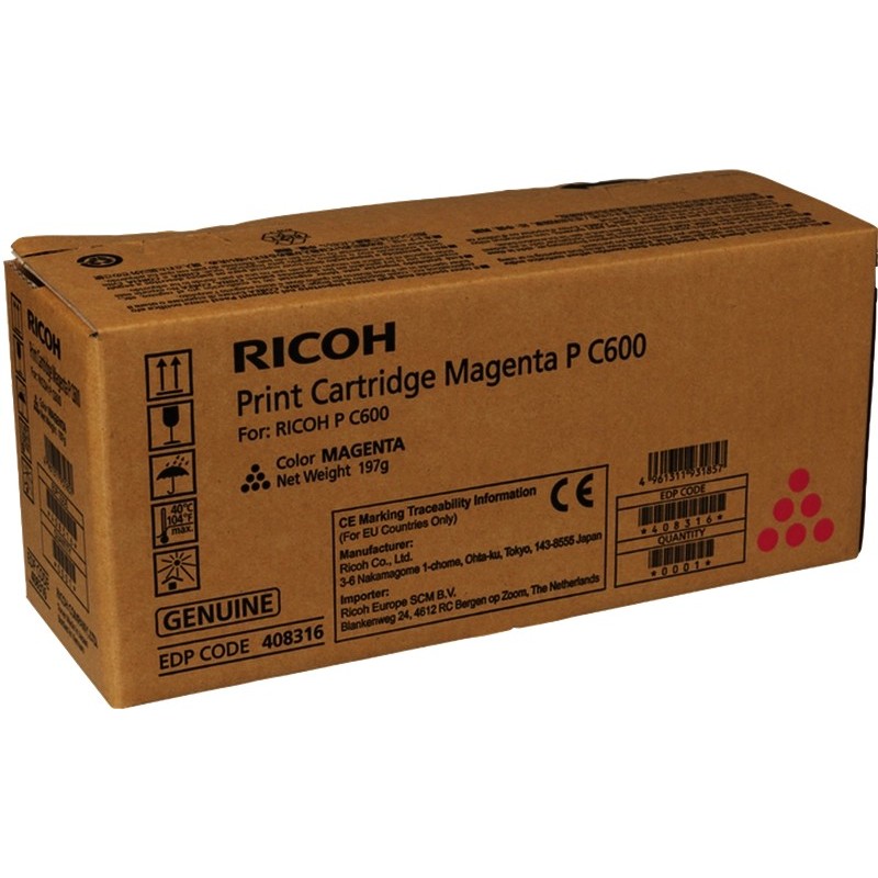 Cartuccia toner originale magenta Ricoh PC600 - 408316/P C600M
