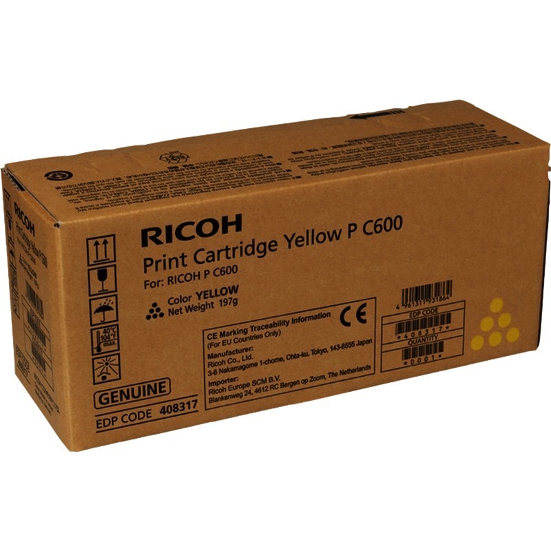 Cartuccia toner giallo originale Ricoh PC600 - 408317/P C600Y
