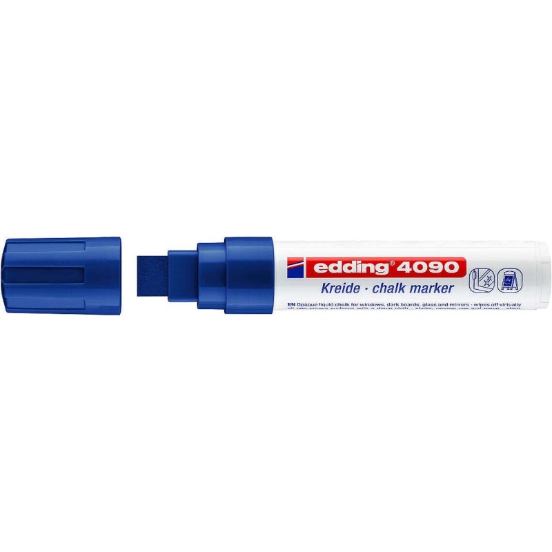 Pennarello a gesso liquido Edding 4090 - Punta a scalpello - Tratto tra 4 e 15 mm - Odore neutro - Colore blu 5pz 5pz Pennarello a gesso liquido Edding 4090 - Punta a scalpello - Tratto tra 4 e 15 mm - Odore neutro - Colore blu 5pz 5pz