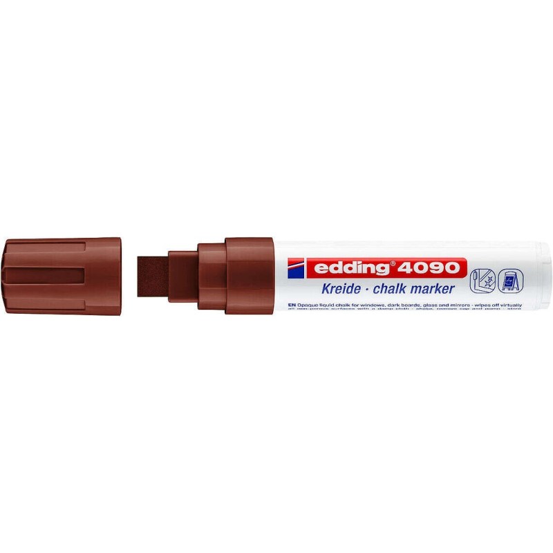 Pennarello a gesso liquido Edding 4090 - Punta a scalpello - Linea tra 4 e 15 mm - Odore neutro - Colore marrone 5pz 5pz Pennarello a gesso liquido Edding 4090 - Punta a scalpello - Linea tra 4 e 15 mm - Odore neutro - Colore marrone 5pz 5pz