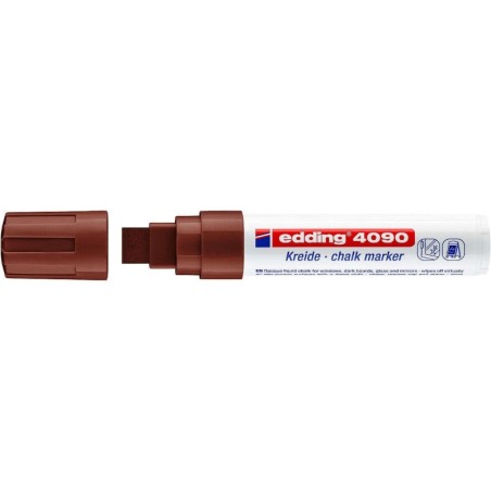 Pennarello a gesso liquido Edding 4090 - Punta a scalpello - Linea tra 4 e 15 mm - Odore neutro - Colore marrone 5pz 5pz