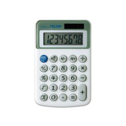 Calcolatrice da Tavolo Milan 8 Cifre - 3 Tasti Memoria e Radice Quadrata - Spegnimento Automatico - Colore Bianco