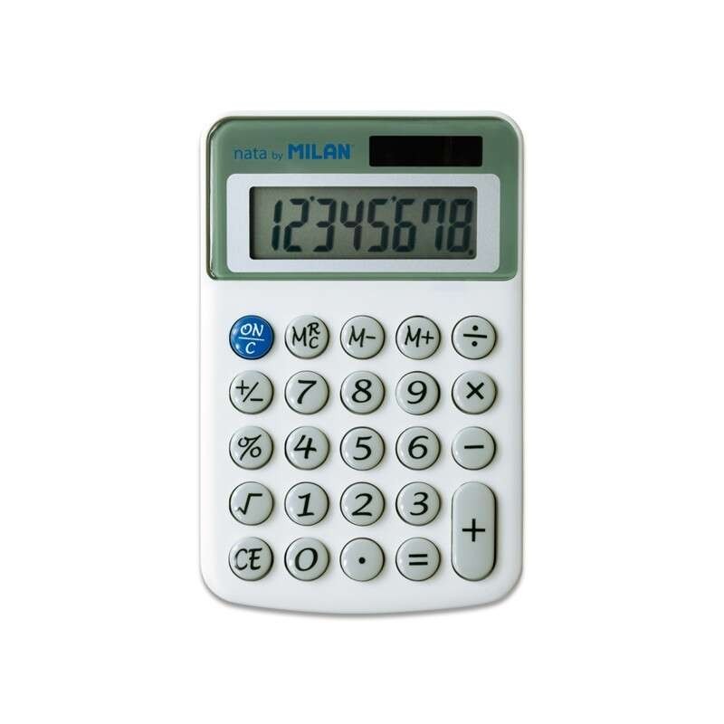 Milan Calculadora de Sobremesa 8 Digitos - 3 Teclas de Memoria y Raiz Cuadrada - Apagado Automatico - Color Blanco Milan Calculadora de Sobremesa 8 Digitos - 3 Teclas de Memoria y Raiz Cuadrada - Apagado Automatico - Color Blanco