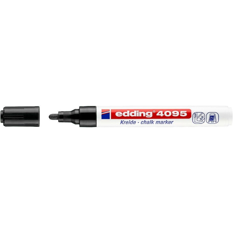 Edding 4095 Rotulador de Tiza Liquida - Punta Redonda - Trazo entre 2 y 3mm - Olor Neutro  - Color Negro