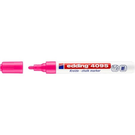 Edding 4095 Pennarello a gesso liquido - Punta rotonda - Tratto tra 2 e 3 mm - Odore neutro - Colore rosa neon 10pz 10pz