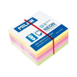 Blocco Milan da 250 mini foglietti adesivi neon - Rimovibili - Misure 50 mm x 50 mm - Colori assortiti 12pz 12pz