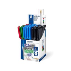 Staedtler Stick 430 Confezione da 50 penne - Punta da 0,35 mm - Inchiostro permanente - Colori assortiti 50pz 50pz