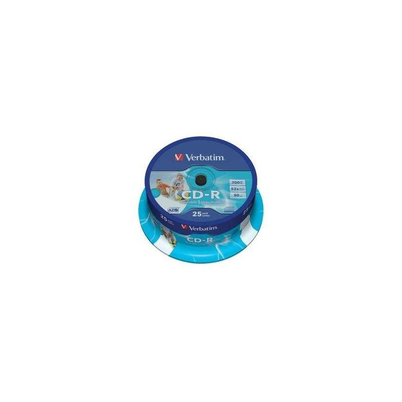Stampabili CD-R Verbatim 52 x 700 MB (vasetto da 25 unità) Stampabili CD-R Verbatim 52 x 700 MB (vasetto da 25 unità)