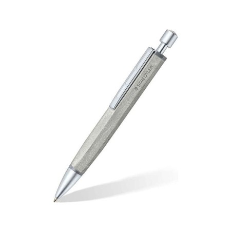 Staedtler Concrete Boligrafo de Bola Retractil Fabricado a Mano - Diseño Hexagonal - Cuerpo de Hormigon - Color Negro
