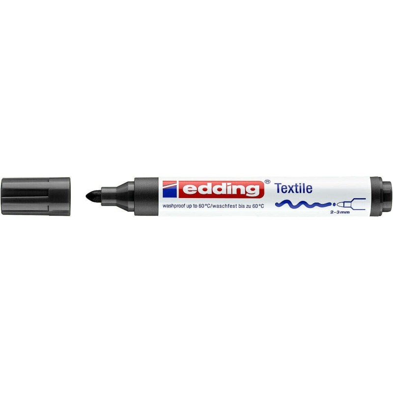 Edding 4500 Rotulador Permanente para Textil - Punta Redonda - Trazo entre 2 y 3mm - Olor Neutro - Secado Rapido - Color Negro Edding 4500 Rotulador Permanente para Textil - Punta Redonda - Trazo entre 2 y 3mm - Olor Neutro - Secado Rapido - Color Negro
