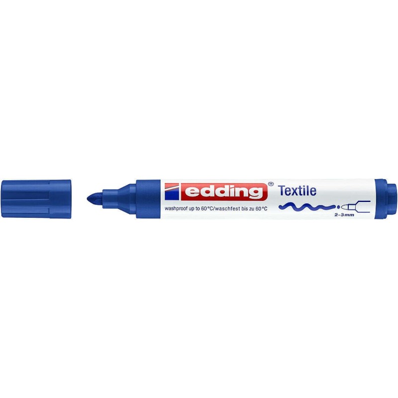Edding 4500 Rotulador Permanente para Textil - Punta Redonda - Trazo entre 2 y 3mm - Olor Neutro - Secado Rapido - Color Azul Edding 4500 Rotulador Permanente para Textil - Punta Redonda - Trazo entre 2 y 3mm - Olor Neutro - Secado Rapido - Color Azul