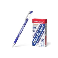 Erichkrause Boligrafo Maxglider - Ultra Glide Technology - Cuerpo Redondo con Grip de Goma - Tinta Azul