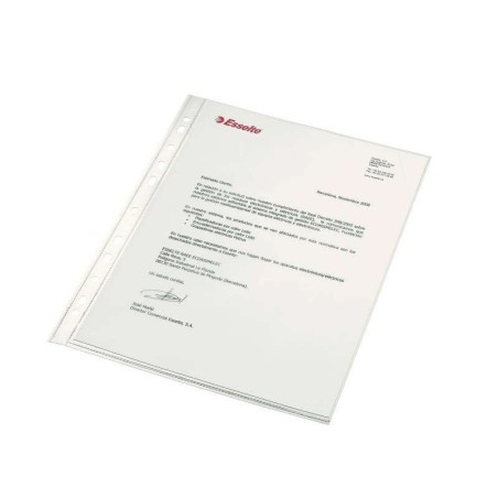 Custodia portadocumenti A4 Esselte - PP - Vetro extra liscio di qualità Luxe - Multiforo-11 - Scatola da 100 - Trasparente