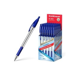 Erichkrause Boligrafo Automatico R-301 Classic Matic&Grip 1.0 - Punta de 1.0mm - Tinta de Secado Rapido - Color Azur