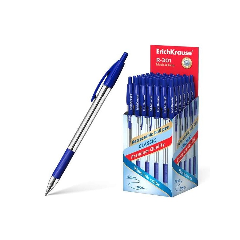 Penna automatica Erichkrause R-301 Classic Matic&Grip punta 1.0 - 1.0 mm - Inchiostro ad asciugatura rapida - Colore azzurro Penna automatica Erichkrause R-301 Classic Matic&Grip punta 1.0 - 1.0 mm - Inchiostro ad asciugatura rapida - Colore azzurro