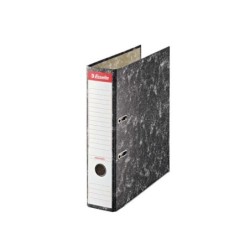 Esselte Archivador de Palanca - Carton - Formato A4 - Lomo 75mm - Capacidad para 500 Hojas - Color Negro Jaspeado