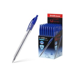 Erichkrause Boligrafo Automatico U-208 Classic Matic - Ultra Glide Technology - Cuerpo Transparente con Grip - Color Azul