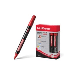 Pennarello permanente Erichkrause P-200 - Punta tonda - Resistente all'acqua e ai raggi UV - Colore rosso 12pz 12pz