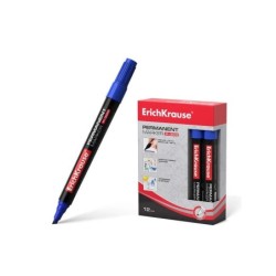 Pennarello permanente Erichkrause P-300 - Punta a scalpello - Resistente all'acqua e ai raggi UV - Colore blu 12pz 12pz