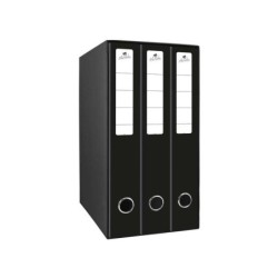 Mariola Box Modulo de 3 Archivadores con Rado 2 Anillas 40mm - Tamaño 35x26x17cm - Carton Forrado - Color Negro