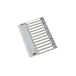 Esselte Busta da 50 Indici Numerici in Plastica - Tabelle da 1 a 12 - Multiforo - Formato A4 - Colore Grigio 50pz 50pz