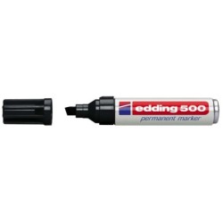 Pennarello indelebile Edding 500 - Punta a scalpello - Linea tra 2 e 7 mm. - Ricaricabile - Asciugatura istantanea - Colore nero