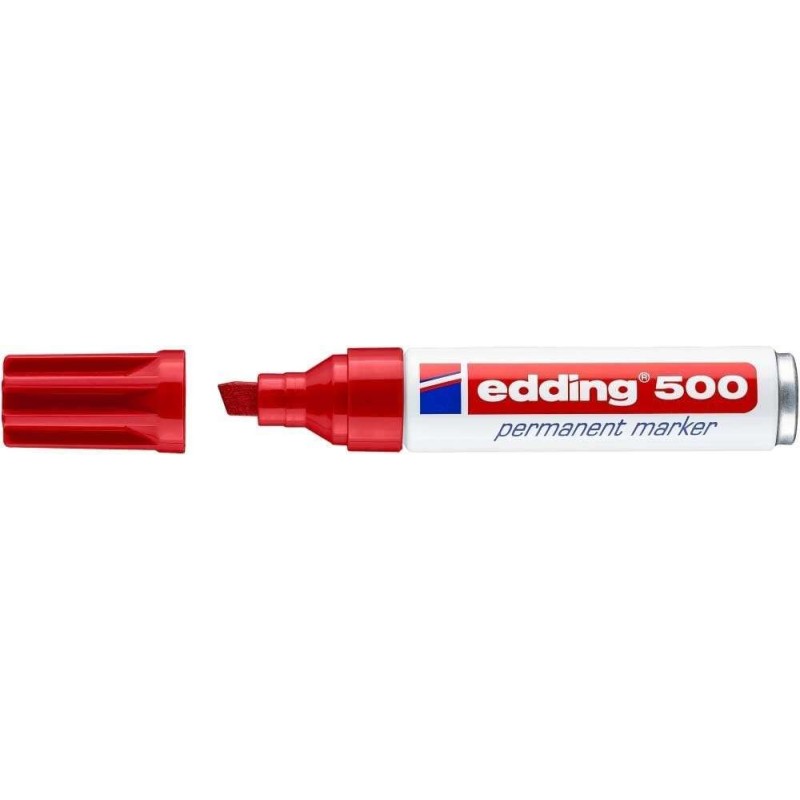 Edding 500 Rotulador Permanente - Punta Biselada - Trazo entre 2 y 7 mm. - Recargable - Secado Instantaneo - Color Rojo Edding 500 Rotulador Permanente - Punta Biselada - Trazo entre 2 y 7 mm. - Recargable - Secado Instantaneo - Color Rojo