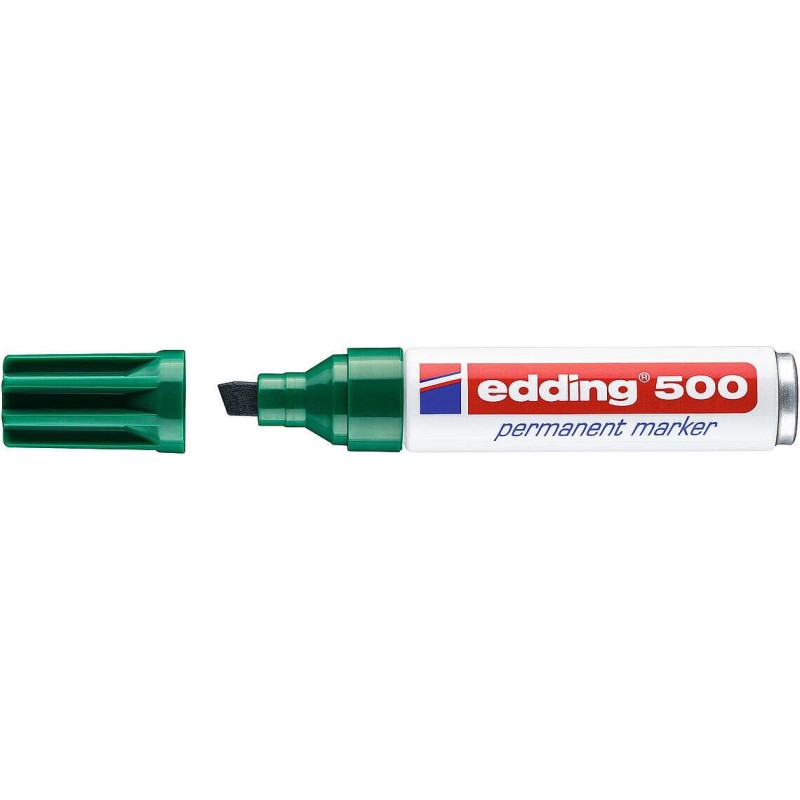 Edding 500 Rotulador Permanente - Punta Biselada - Trazo entre 2 y 7 mm. - Recargable - Secado Instantaneo - Color Verde Edding 500 Rotulador Permanente - Punta Biselada - Trazo entre 2 y 7 mm. - Recargable - Secado Instantaneo - Color Verde