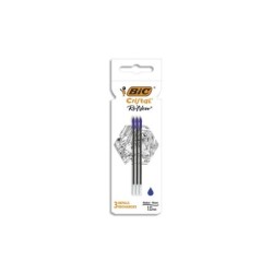 Confezione da 3 Ricariche Bic per Penna a Sfera Cristal Re´new - Punta Media da 1,0 mm - Inchiostro a Base di Olio - Colore Blu