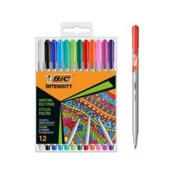 Confezione da 12 pennarelli Bic Intensity Medium - Punta Media da 0,8 mm - Inchiostro a Base Acqua - Colori Assortiti