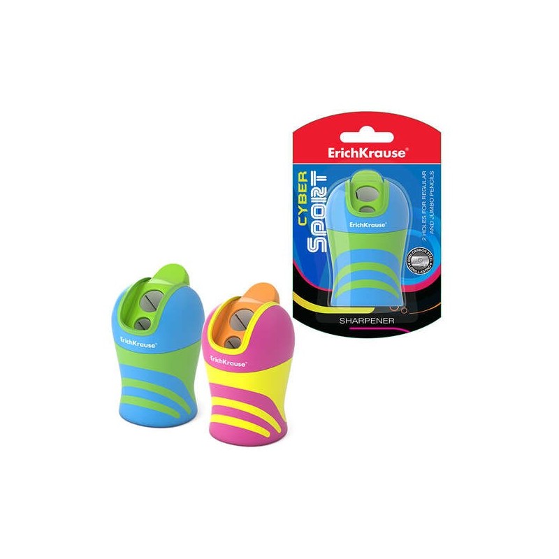 Temperamatite Erichkrause Cyber Sport - Due Fori da 8 mm e 11 mm - Contenitore per trucioli - Sistema Total Clean - Colore Nero Temperamatite Erichkrause Cyber Sport - Due Fori da 8 mm e 11 mm - Contenitore per trucioli - Sistema Total Clean - Colore Nero