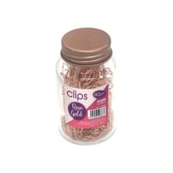 Barattolo di vetro Dohe con 60 clip metalliche da 50 mm - Colore oro rosa