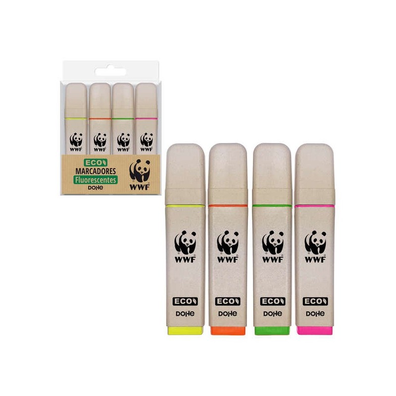 Dohe Confezione da 4 Pennarelli Fluorescenti ECO - Punta a Scalpello - Tratto 1-5 mm - Inchiostro a Base Acqua - Colori Assortit Dohe Confezione da 4 Pennarelli Fluorescenti ECO - Punta a Scalpello - Tratto 1-5 mm - Inchiostro a Base Acqua - Colori Assortit