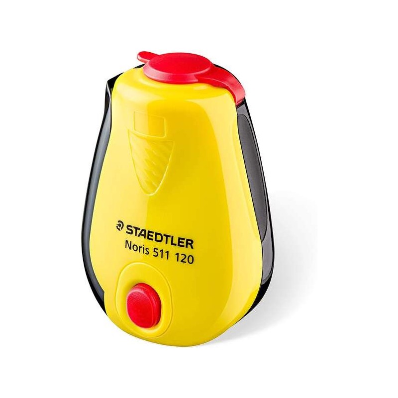 Temperamatite Staedtler Noris con deposito - 1 foro - Affilatura in entrambe le direzioni - Colore giallo 12pz 12pz