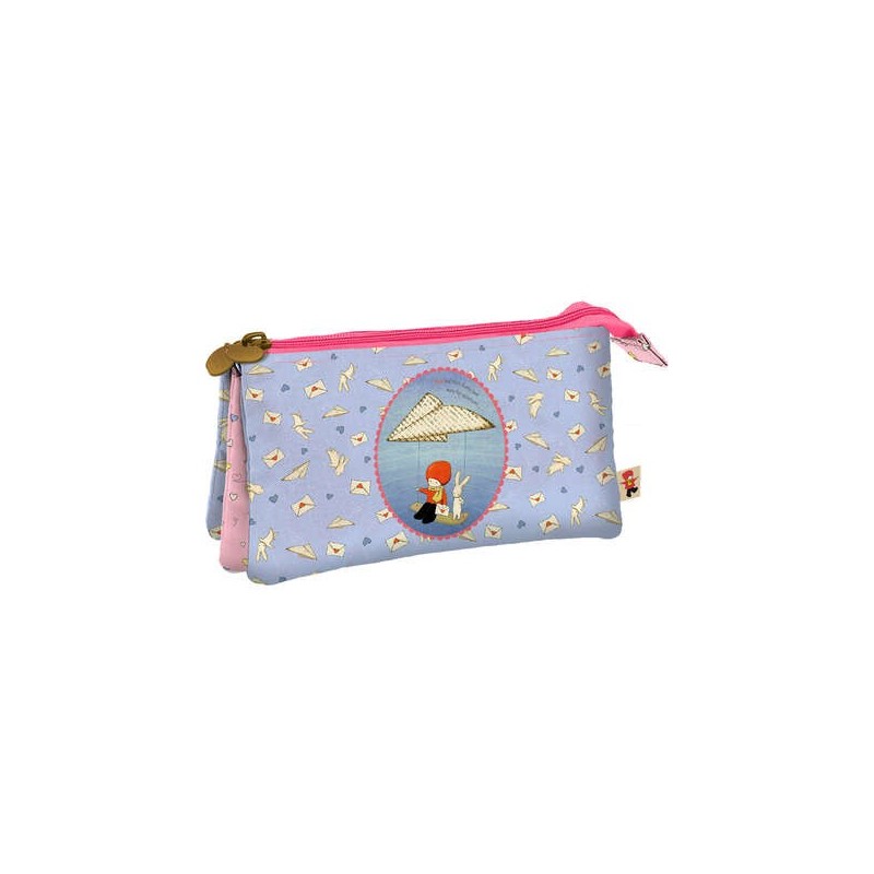Dohe Santoro Poppi Loves Messenger Borsa da trasporto tripla - 3 scomparti - Chiusure con cerniera Dohe Santoro Poppi Loves Messenger Borsa da trasporto tripla - 3 scomparti - Chiusure con cerniera