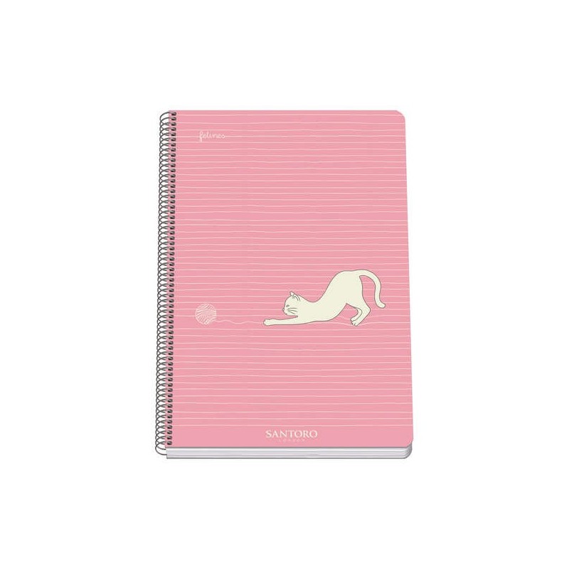 Dohe Santoro Felines Quaderno a spirale con copertina rigida - Formato Folio da 80 fogli da 90 gr - Fogli con griglia da 4 mm Dohe Santoro Felines Quaderno a spirale con copertina rigida - Formato Folio da 80 fogli da 90 gr - Fogli con griglia da 4 mm