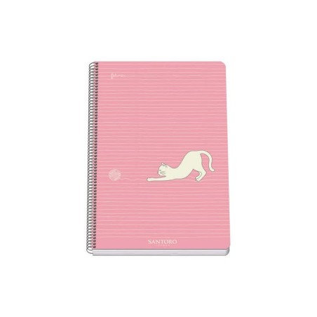 Dohe Santoro Felines Quaderno a spirale con copertina rigida - Formato Folio da 80 fogli da 90 gr - Fogli con griglia da 4 mm