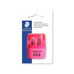 Temperamatite Doppio Uso Staedtler con Deposito - 2 Fori - Da 8,2 mm a 10,2 mm - Colore Rosa Neon