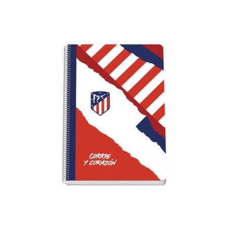 Dohe Atletico de Madrid Coraje y Corazon Cuaderno Espiral Tapa Rigida - Tamaño Folio de 80 Hojas 90gr - Hojas con Cuadricula 4mm