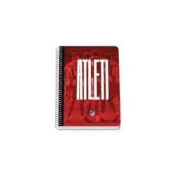 Dohe Atletico de Madrid Atleti Cuaderno Espiral Tapa Rigida - Tamaño A5 de 80 Hojas 90gr - Hojas con Cuadricula 4mm